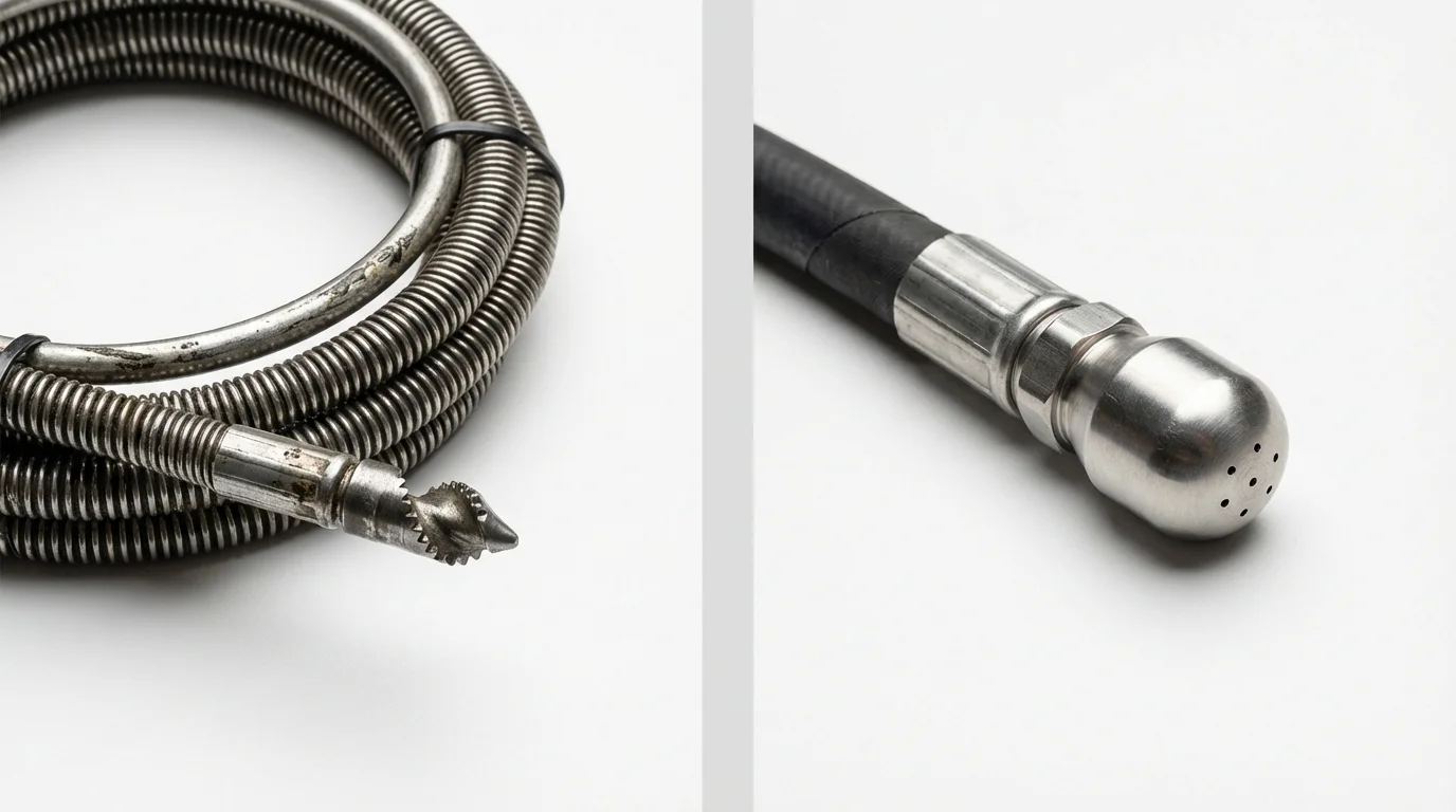 Drain snake cable and hydro jetting nozzle used for drain cleaning in Silverthorne, CO
