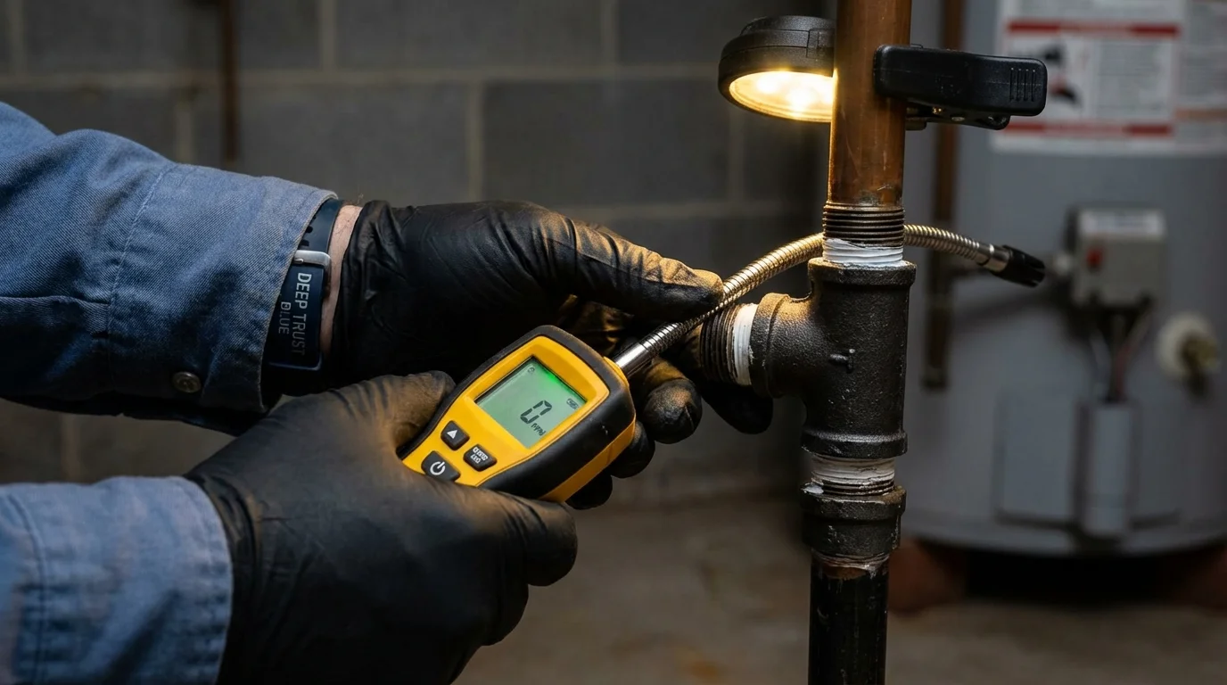 Gas leak detection with electronic sniffer by Johns Plumbing LLC in Silverthorne