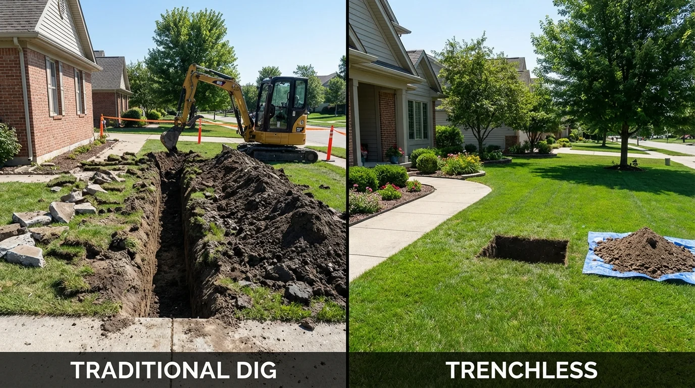 Trenchless sewer repair with minimal yard damage versus traditional excavation in Silverthorne, CO